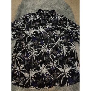 Baltimore Ravens NFL Team Apparel Hawaiian Palm Tree Button Shirt Men's 2XL